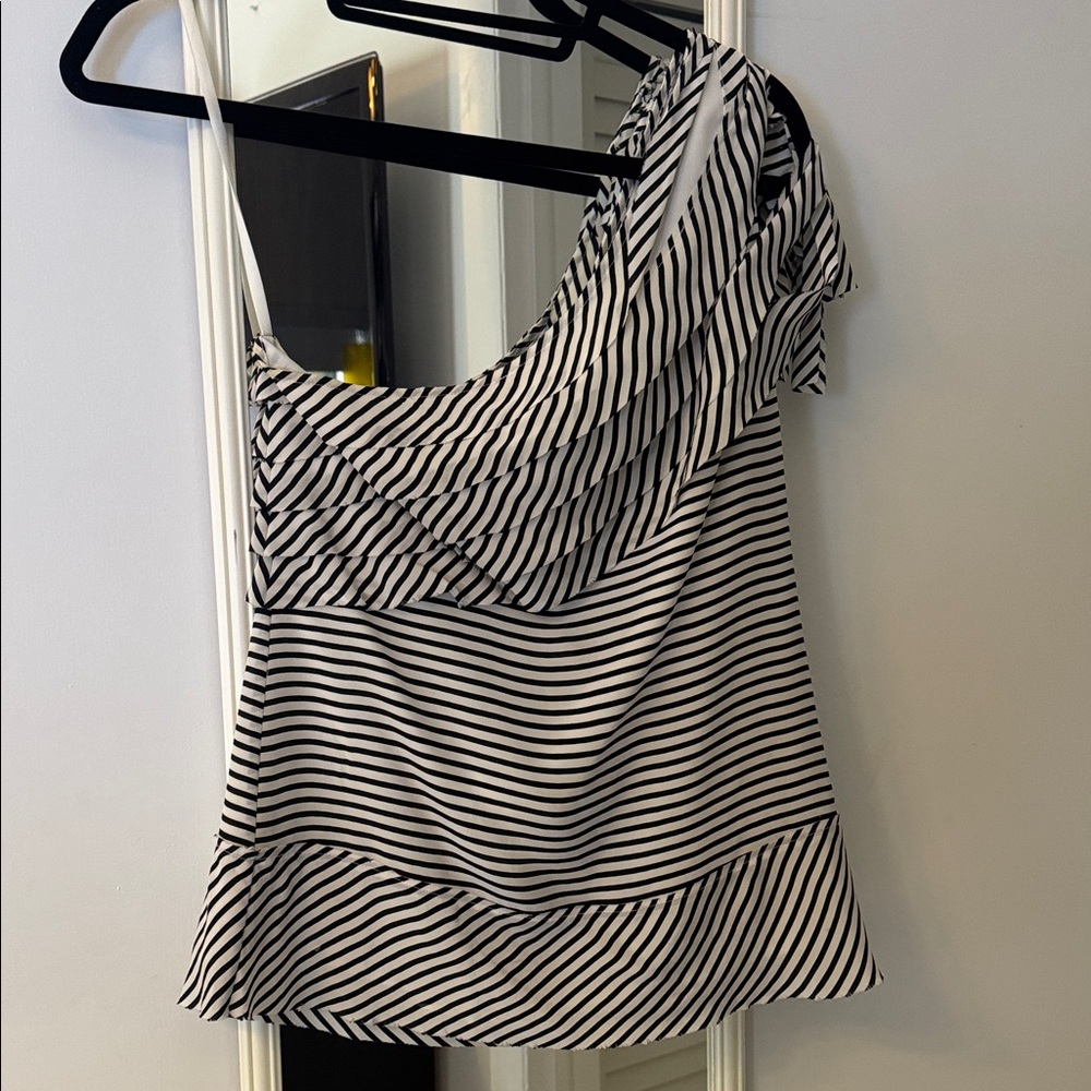 BCBGMaxAzria Black and White Striped Top